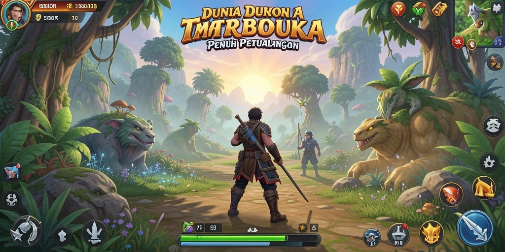 Screenshot gameplay 888IDR yang menunjukkan dunia terbuka yang luas.