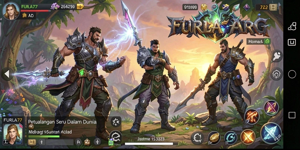 Tangkapan layar utama FURLA77 menunjukkan aksi seru dalam petualangan ARPG.