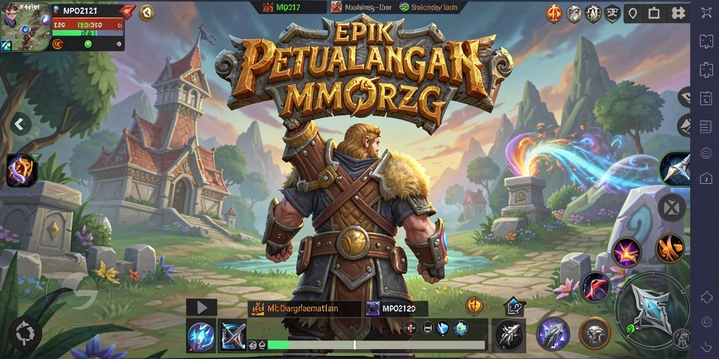 Screenshot MPO2121 menunjukkan pertarungan seru di dunia MMORPG.