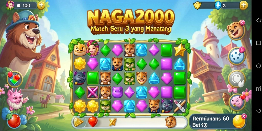 Tampilkan gameplay seru NAGA2000 dengan tantangan Match-3.