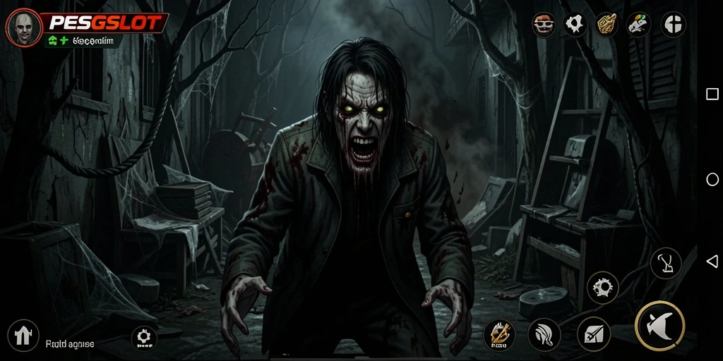 Screenshot gameplay PESGSLOT yang menegangkan dan menakutkan.