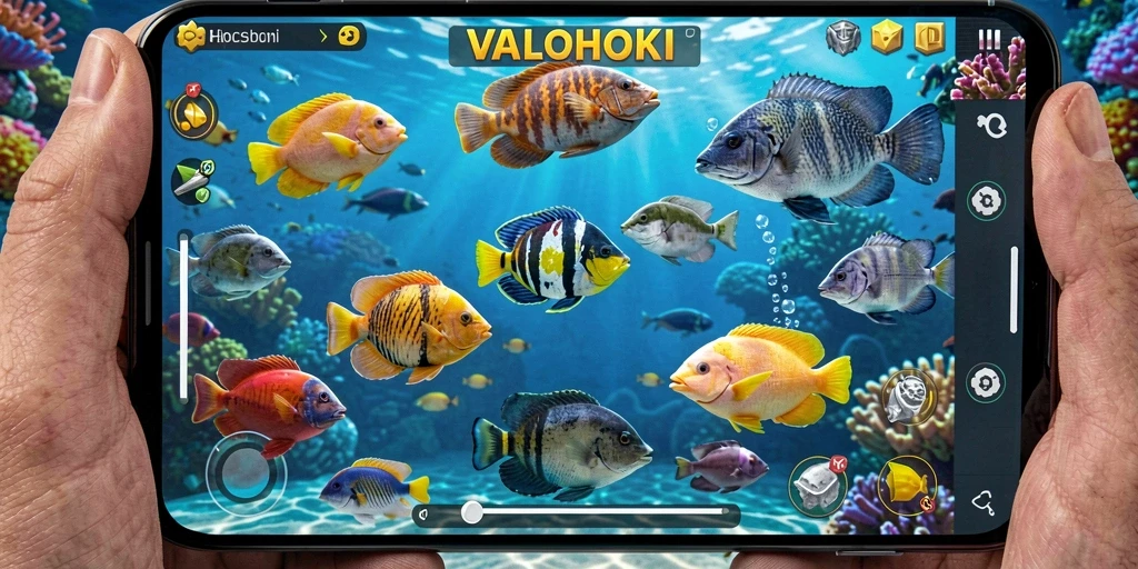 Tangkapan layar VALOHOKI menampilkan aksi tembak ikan yang mendebarkan.