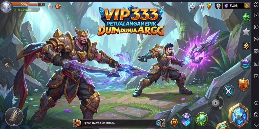 Screenshot gameplay ARPG menunjukkan pertarungan epik dan eksplorasi dunia.